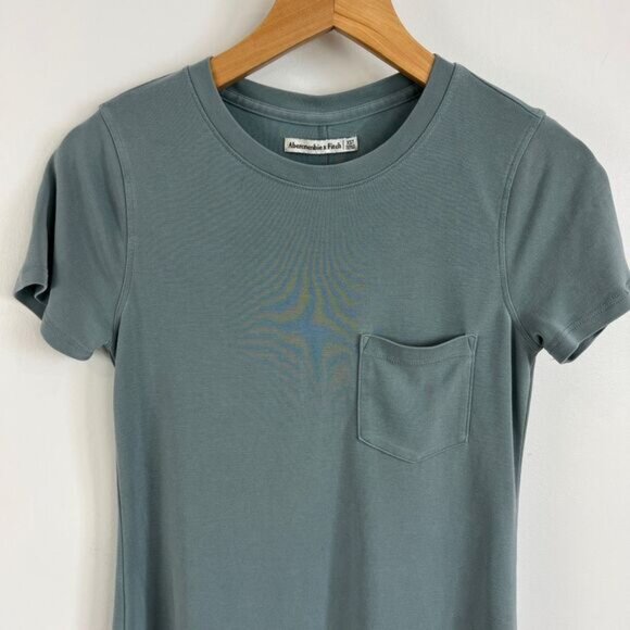 Abercrombie & Fitch Women's XST Tall Light Blue T-Shirt Dress Short Sleeve Knee - Picture 12 of 14